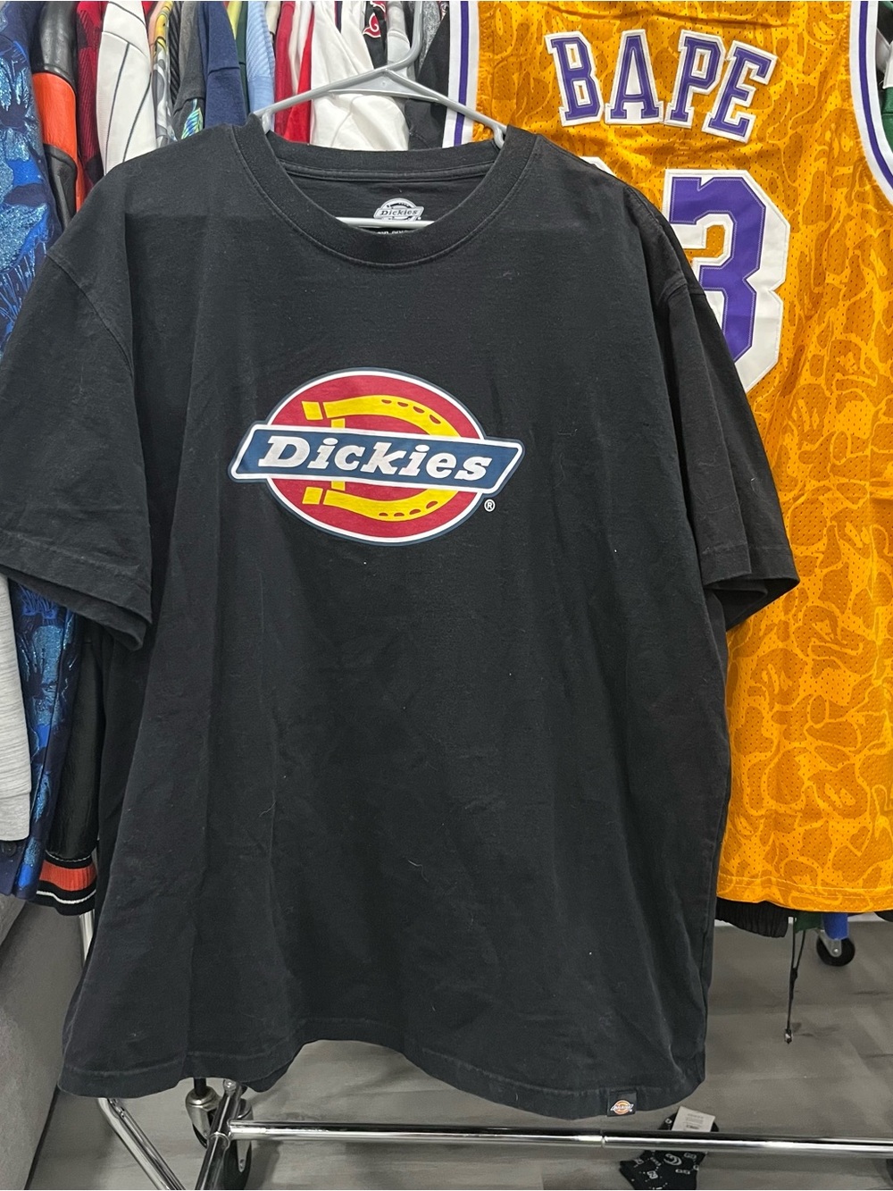 Dickies Black Logo Short Sleeve Tee with Red & Yellow Emblem